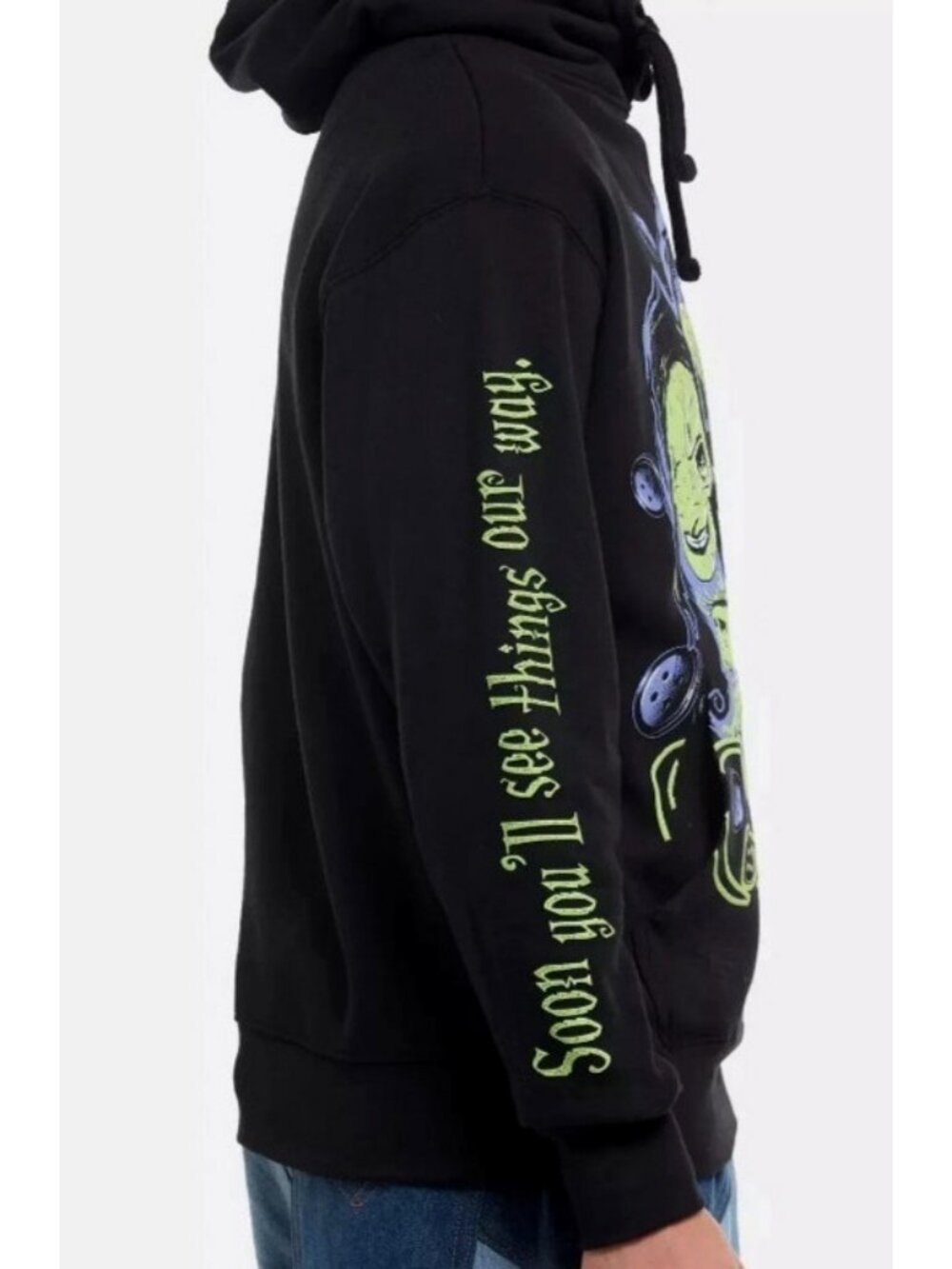 New Coraline Graphic Hoodie Black Licensed Pullover Sweatshirt Sz L NWT - Picture 2 of 6